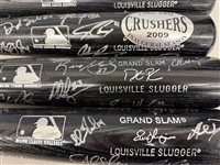 (8) Louisville Sluggers Grand Slam 2009 Lake Erie Crushers Inaugural Season Team Signed Baseball Bats