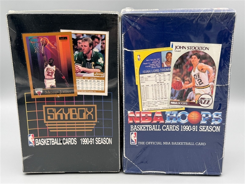 1990-91 NBA Hoops, 1991 Skybox Basketball Cards Both Sealed Factory Boxes