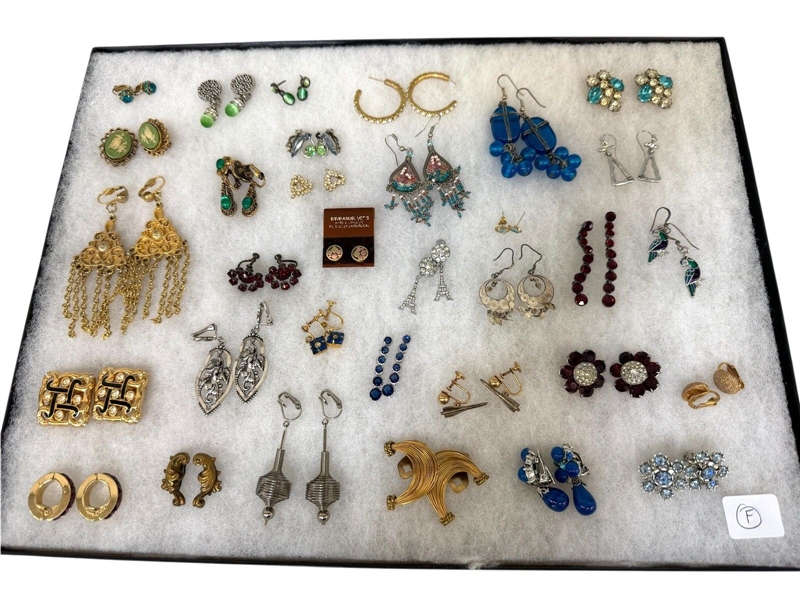 (34) Pairs Vintage Costume Earrings Egyptian revival, Cameos, Copper, Others