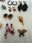 (30) Pairs of Costume Earrings: Rhinestones, Cameos, Others