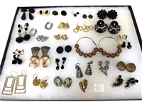 (27) Pairs of Vintage Costume Earrings: Rhinestones, Signed, Others