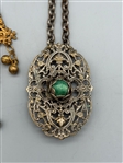 (2) Chunky Statement Costume Necklaces: Hasma Hand, Art Nouveau Peking Glass