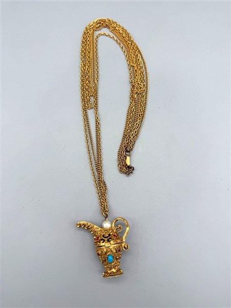 Florenza Jeweled Pitcher Pendant Chunky Necklace