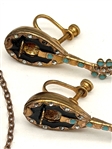 Unsigned Robert Mandel Gold Plated Sterling Silver Mandolin Brooch and Earrings Set