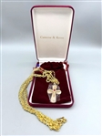 Camrose and Kross White Agate Cross Pendant Necklace Original Box, Jacqueline Kennedy Collection