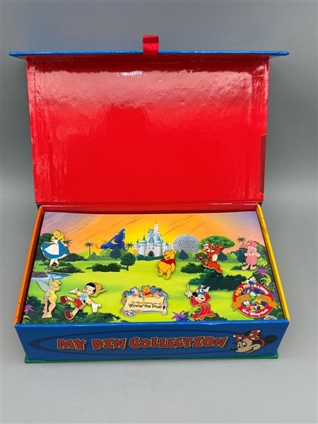 Walt Disney KIDS Pin Trading Box With (9) Pins, and (5) Roll Disney Tape
