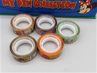 Walt Disney KIDS Pin Trading Box With (9) Pins, and (5) Roll Disney Tape