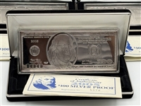 (3) 2005 $100 Bills Washington Mint 4 Troy Ounces of Silver in Each Bar