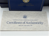 (3) 1987 US Constitution Silver Dollars, (3) 1986 Liberty Silver Dollar and Half Dollar Coins With COA's and Boxes