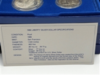 (3) 1987 US Constitution Silver Dollars, (3) 1986 Liberty Silver Dollar and Half Dollar Coins With COA's and Boxes