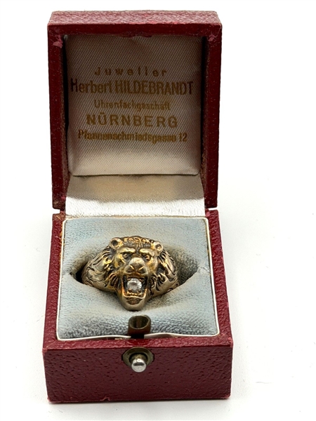 10k Gold Lion Ring With Diamond Center Stone
