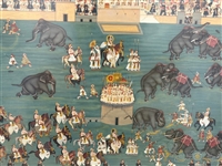 Rajasthani Mughal Art Elephant Fighting Painting on Silk