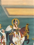 Rajasthani Mughal Art Elephant Fighting Painting on Silk