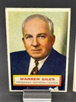 (2) 1956 Topps Warren Giles #2 Both gray Backs Baseball Cards