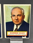 (2) 1956 Topps Warren Giles #2 Both gray Backs Baseball Cards