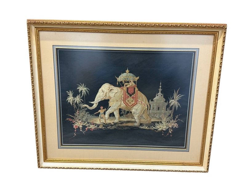 Elephant Needlepoint on Silk