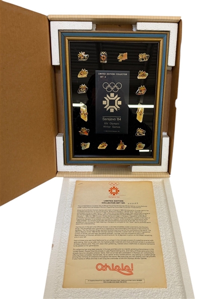 Limited Edition Sarajevo 1984 Olympic Pin Framed Set Original Box