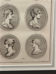 (2) 18th Century Portrait Heads of Women, Cleopatra Engravings Framed