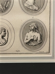 (2) 18th Century Portrait Heads of Women, Cleopatra Engravings Framed
