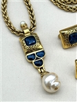 Gold Tone Elegant Fancy Statement Necklace and Matching Earrings