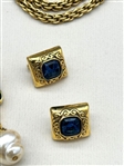 Gold Tone Elegant Fancy Statement Necklace and Matching Earrings