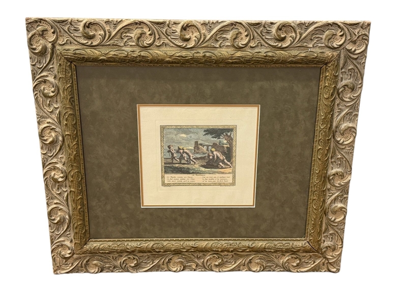 20th Century Impression Hand Colored Engraving "Le Traisneau or Sled"