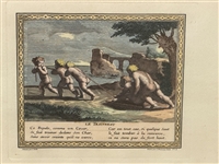 20th Century Impression Hand Colored Engraving Le Traisneau or Sled
