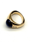 14k Gold Star Sapphire Cabochon Ring, Baguette Diamonds