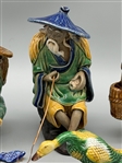 (6) Chinese Mud Men, Shiwan Ware Figures