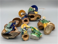 (6) Chinese Mud Men, Shiwan Ware Figures