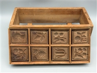 Antique Wooden 8 Slot Butter Mold With Wooden Rest