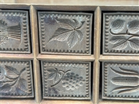 Antique Wooden 8 Slot Butter Mold With Wooden Rest