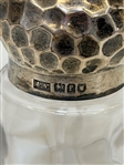 (3) 1901 Mappin and Webb Sterling Silver Hammered Top Glass Bottles