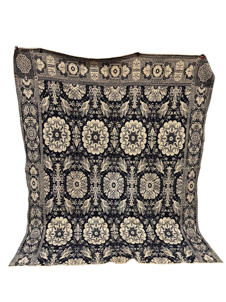 American Jacquard Style of James Van Ness Loomed Coverlet