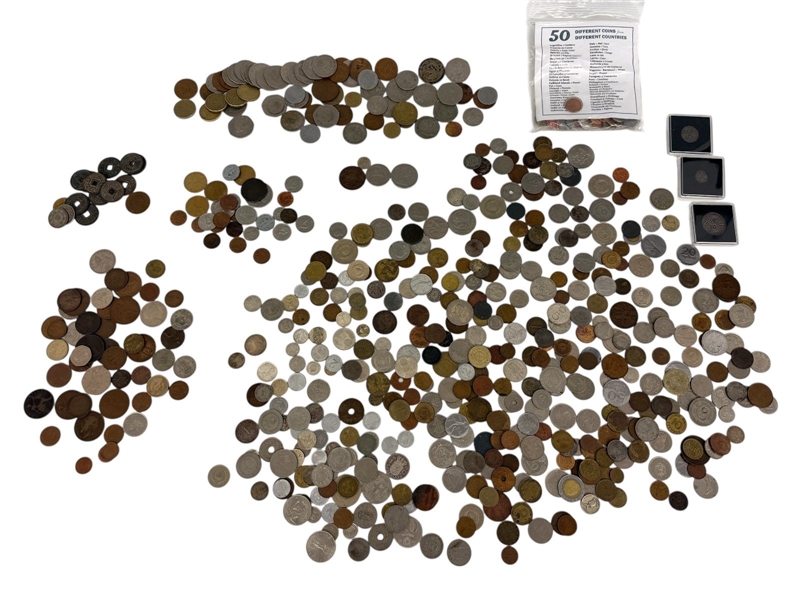 (619) Large Group of Foreign Coins Late 19th Century to 1970s