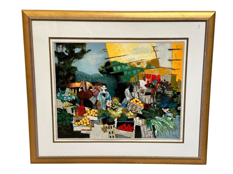 Claude Fauchere Signed Serigraph "Lady in Blue" 