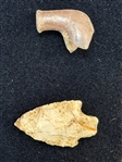 Group of Clay Trade Pipes and Flint With Face Effigy