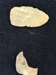 Group of Clay Trade Pipes and Flint With Face Effigy