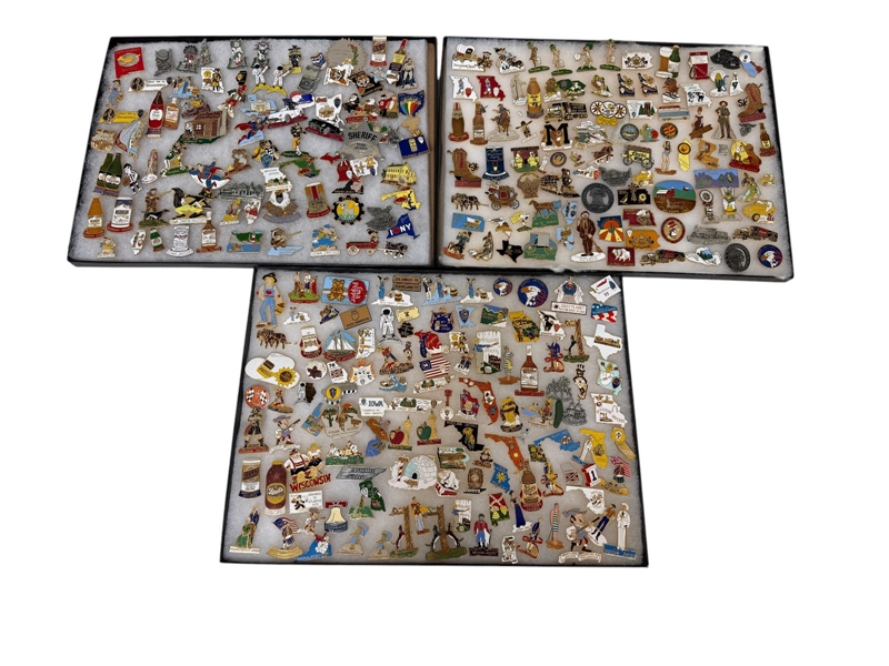 Large Group of Jaycee Pins; Superman, Batman, Mr. Peanut Delegates, Cities, States