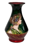 1900 French Art Nouveau Hand Painted Enamel Over Copper Vase