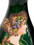 1900 French Art Nouveau Hand Painted Enamel Over Copper Vase