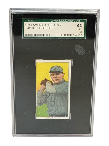1911 T206 American Beauty Heinie Berger SGC 40VG