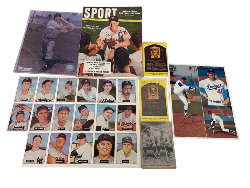 Group of Baseball Ephemera; Signed Rosen, Kell, Conlan, Musial