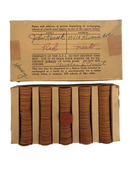 World War II Ration Tokens in Original Box