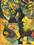 Mixed Media Oil Painted Both Sides Signed Vince