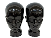 Pair of Black Glass Mannequin Display Heads
