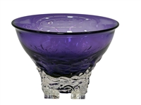 4 Footed Amethyst Color Signed Art Glass Bowl