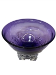 4 Footed Amethyst Color Signed Art Glass Bowl