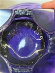 4 Footed Amethyst Color Signed Art Glass Bowl