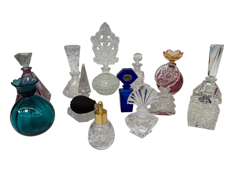 (13) Vintage Ladies Perfume Bottles: Pairpoint, Czech, Cassini, Bicchielli, Others